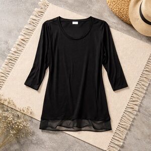 Size Small GUC LOGO by Lori Goldstein Black Sheer Hem Top